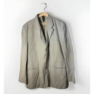 Claiborne Blazer Mens Size 44R Green Linen Blend Sport Coat Suit Jacket Summer